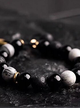 几何火山石串珠手链男款个性高30