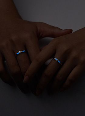 天使之翼荧光情侣戒指小众设计