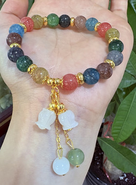 新款莲花彩色手链女夏小众兰花