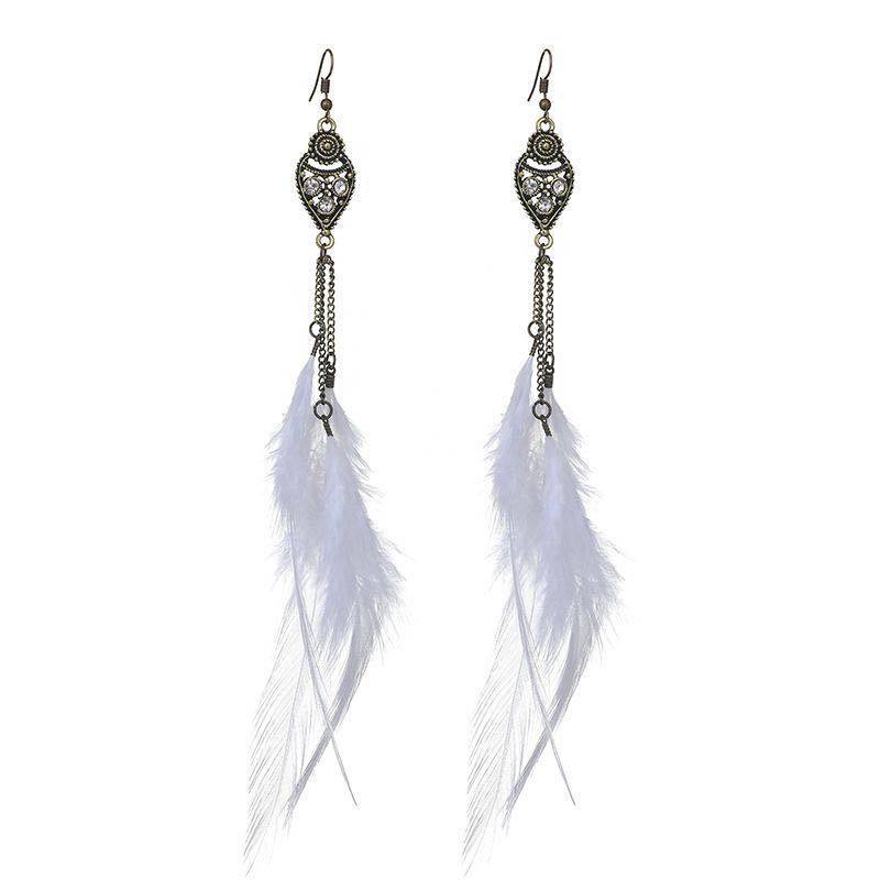 新款波西米亚羽毛耳环民族风流苏手工耳饰女度假旅游拍照饰品,淘宝优惠券,粉丝福利购,淘宝优惠卷