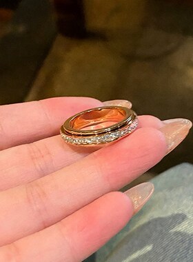 可转动满天星轻奢情侣对戒女食指