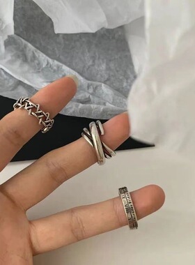 复古简约百搭做旧罗马数字女戒潮