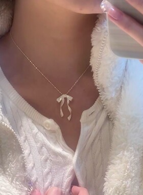 颈间蜜语纤细结项链甜美气质丝带