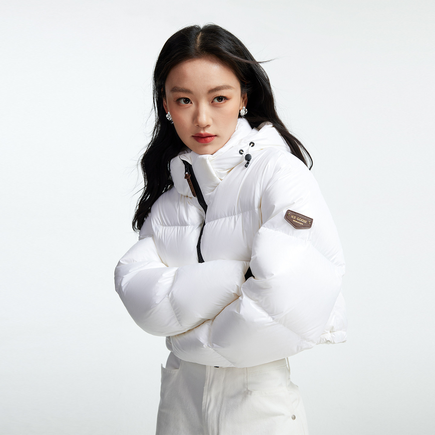喜马拉雅冰雪鹅S50短款羽绒服保暖鹅绒面包服时尚百搭显瘦外套女 尚外实拍商品图