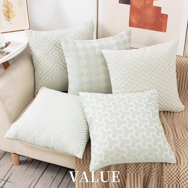 Simple Nordic style pillow, living room sofa pillow, green pattern pillow, bay window cushion, bedside replacement pillow cover