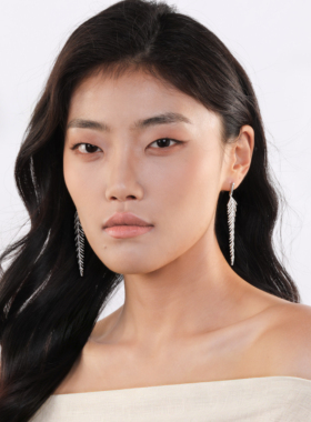 CP摩登羽毛长款流苏耳钉女