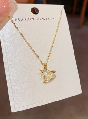2026年新款气质时尚简约镶钻独角兽吊坠项链个性轻奢百搭锁骨链女