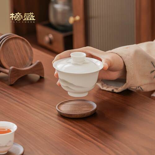 胡桃木茶杯垫杯托家用茶道茶杯隔热垫茶垫新中式杯垫 - 图1