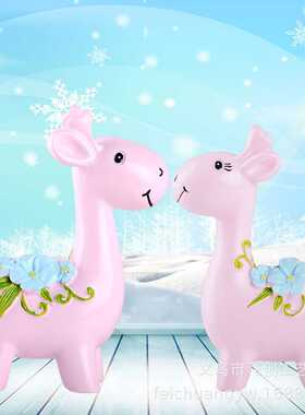 粉红新款吉祥家居烘焙装饰摆件树脂工艺品小鹿装饰搁板电视柜卧室