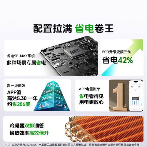 AUFIT空调奥克斯出品大1匹1.5匹新一级能效挂机家用变频特省电SE - 图1