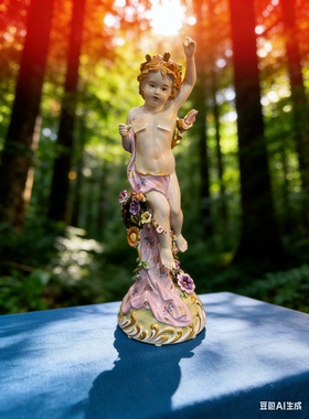 陶瓷摆件 空间美器 高50厘米 普蒂晨昏天使一对儿 晨粉昏紫 中古