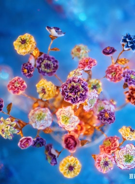 空间美器 铜配瓷永生花 铜铸青枝抱玉华 窑开千度出瓷花