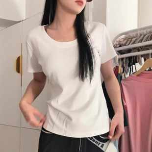 【任选2件】美式正肩修身短袖t恤女装