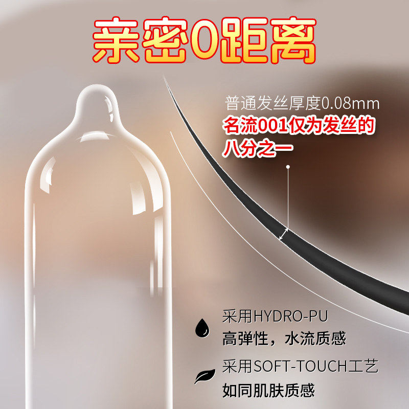名流避孕套超薄001玻尿酸超润无套裸感秒滑裸入男用正品安全套byt