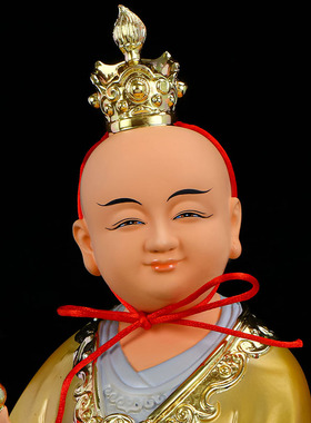 招财进宝童子像一对树脂彩绘12寸散财客厅桌面中式工艺品装饰摆件