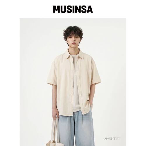 UMM DKNY PURE 宽松版型短袖衬衫 4种颜色 MUSIN韩国官网直邮进口 - 图2