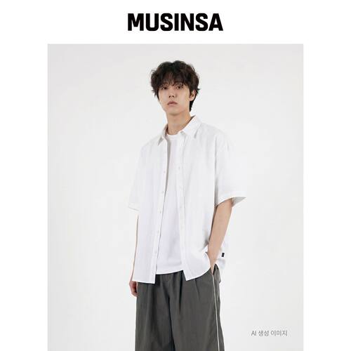 UMM DKNY PURE 宽松版型短袖衬衫 4种颜色 MUSIN韩国官网直邮进口 - 图3
