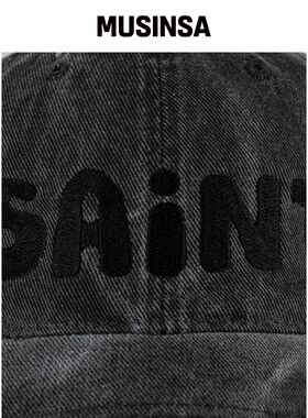 WICK SAINT 撞色破洞棒球帽-炭灰色 MUSINSA韩国直邮官方正品
