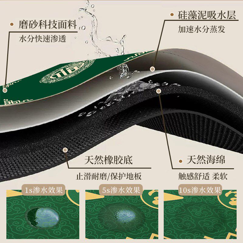 Green kitchen special floor mat long diatom mud water-absorbing oil-absorbing non-slip household foot mat free-cut carpet