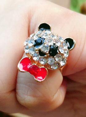 水钻领结金色四川旅游纪念品戒指