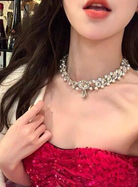 巴洛克珍珠项链女轻奢小众高级感水钻颈链新娘结婚礼服名媛锁骨链