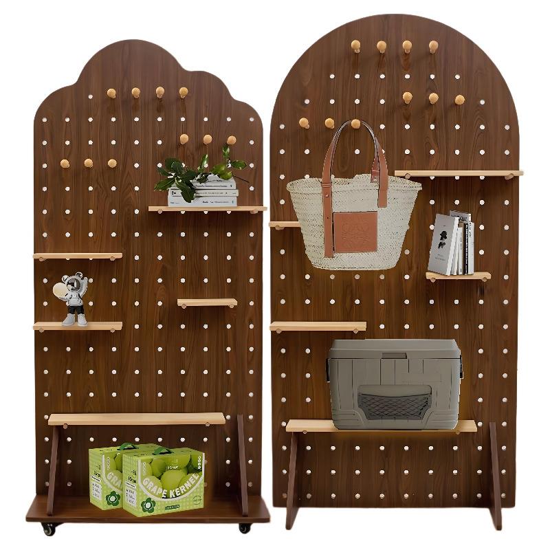 Vertical storage hole board storage rack with bracket and pulley storage rack movable rack floor-standing commercial live broadcast exhibition