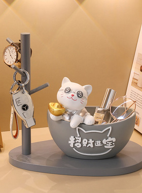 招财猫树脂工艺品收纳礼物家居摆件工厂直销清仓玄关儿童房钥匙架