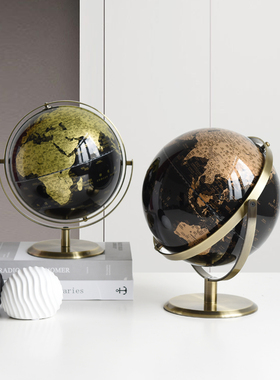 现代轻奢创意办公室书柜装饰品客厅酒柜玄关桌面书房地球仪摆件