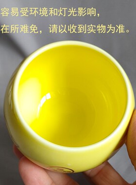 小号聚宝盆摆件陶瓷 黄色无盖小盆元宝铜钱图案装饰品招财工艺品