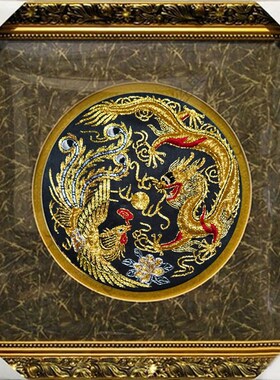十俏娘纯手工苏绣成品挂画盘金绣龙凤呈祥婚庆礼物卧室书房装饰画