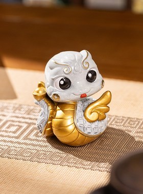 朱炳仁铜 灵蛇定乾坤蛇年生肖摆件生日礼物书桌办公桌面装饰新年