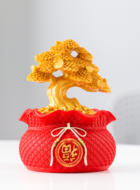 招财聚宝盆摆件客厅酒柜发财树存钱罐聚财装饰品店铺收银开业礼品