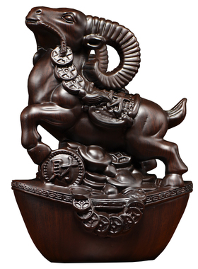 黑檀木雕羊摆件实木新中式十二生肖全套家居客厅办公装饰工艺礼品