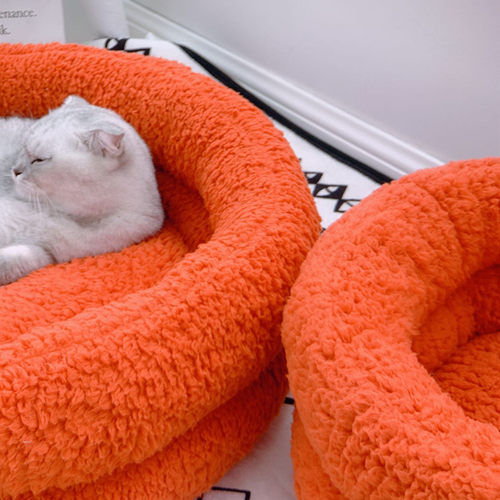 深度睡眠猫窝冬季厚实保暖小型犬泰迪狗窝封闭式挡风厚实宠物窝 - 图1