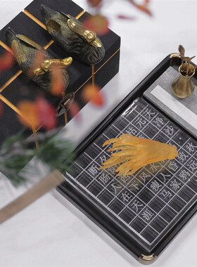 中式风摆件组合样板房玄关软装鸳鸯琉璃花器样板间客厅茶几装饰品