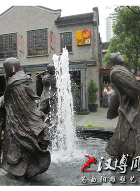 玻璃钢仿铜抽象人物雕塑户外园林铸铜古代少女吹笛子雕塑可定制做