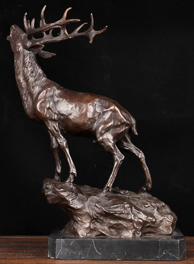 铜昂头鹿摆件  铜梅花鹿摆件  铜鹿摆件