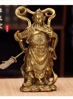 纯铜韦陀关公佛像摆件珈蓝左右护法韦驮菩萨铜关二爷居家供奉神像