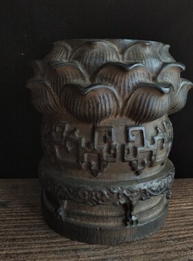 天然青石雕刻荷花瓣石墩壶承宝贝底座民俗复古工艺家居摆件品相佳