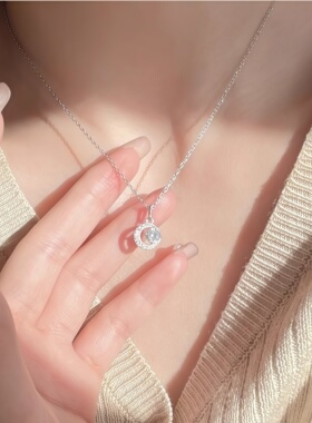 月售500+S999足银璨月亮锁骨链女