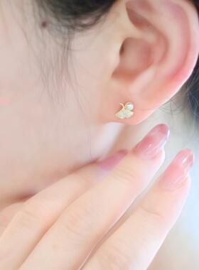 月售520+轻奢纯银杏叶小杏运耳钉