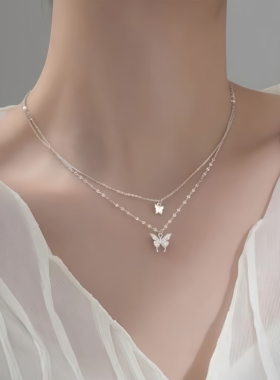 月售500+S999纯银双层蝴蝶锁骨链