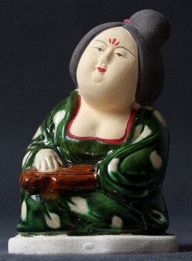 陶瓷仕女摆件陶俑胖妞艺术品复古收藏品做旧唐三彩装饰品礼品