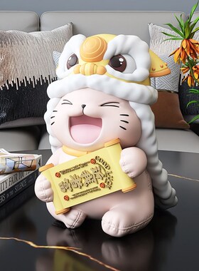 国潮醒狮桌面摆件轻奢大气酒柜装饰品电视柜玄关门店乔迁开业礼物