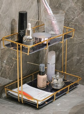 北欧卫生间洗手洗漱台面置物架浴室轻奢桌面梳妆台用品收纳架子盒
