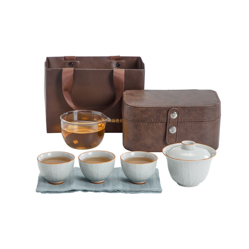 Mr. Nanshan's Bamboo Travel Tea Set Quick Cup One Pot Three Cup Covered Bowl Set Portable Tea Set High-end Light Luxury