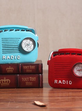 复古做旧老式收音机模型摆件创意咖啡厅奶茶店客厅书柜桌面装饰品