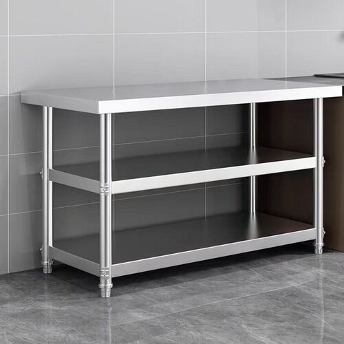 不锈钢平面加厚3层厨房操作打荷台做饭桌烧饭炒菜切菜灶台收纳架2 - 图0