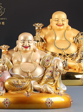 台湾珐琅纯铜弥勒佛佛像大肚笑佛家用供奉弥勒佛菩萨神像招财摆件