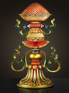 八瑞摆件铜制彩绘家用工艺用具办公玄关用品桌面摆件 7.5寸
